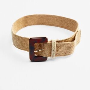 Zara JUTE BELT WITH ACETATE SQUARE BUCKLE
